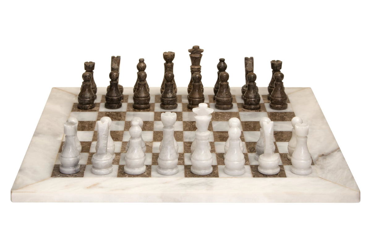 Gorquin White Grey Marble Chess Set image 1