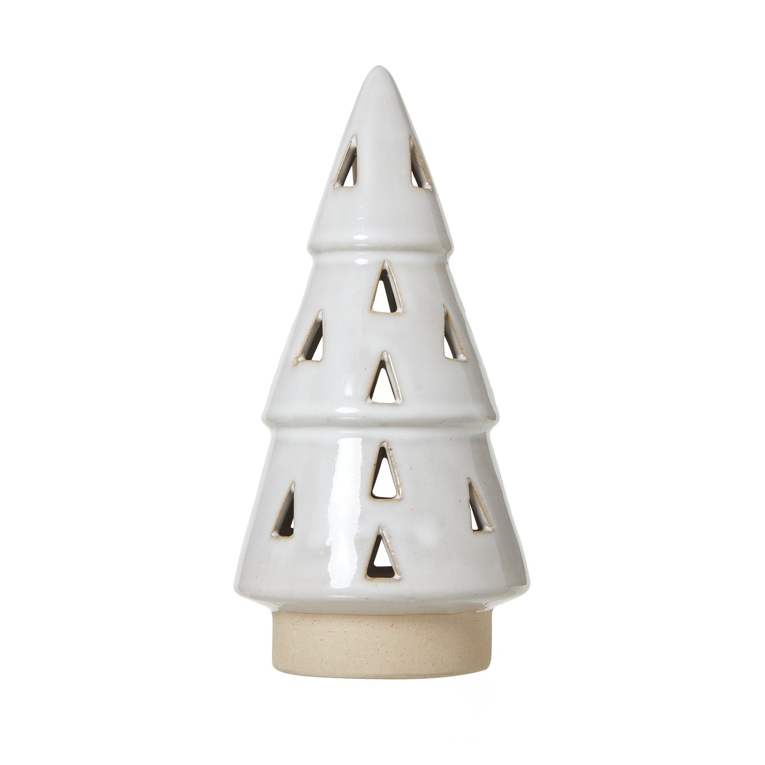 Medium White Ceramic Cut-Out Tree With LED Lights