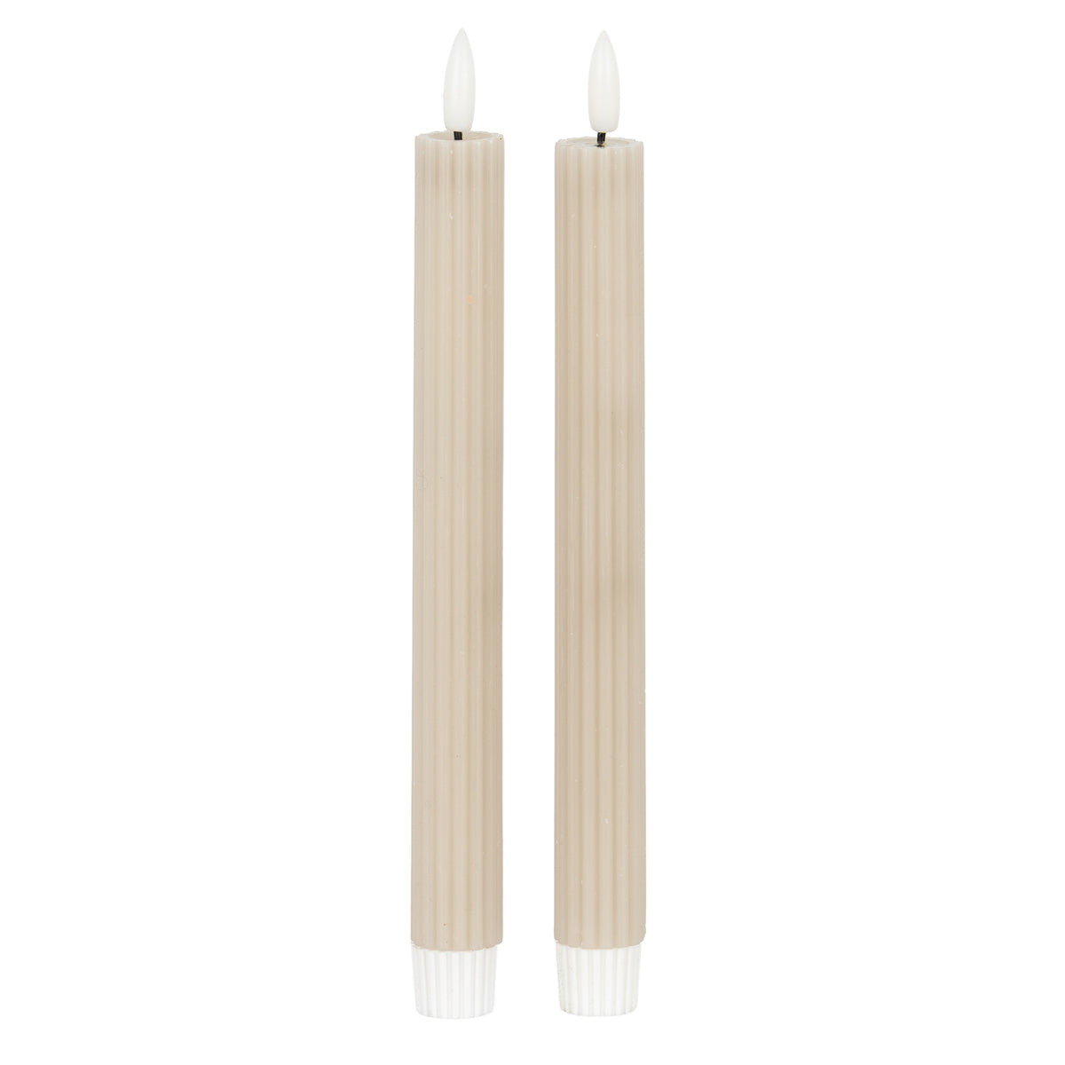 Luxe Collection Natural Glow Taupe Ribbed Taper Candles