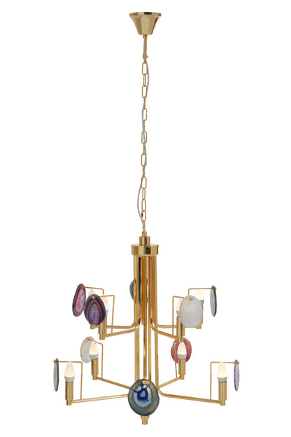 Arire Gold and Agate 10 Light Celing Light