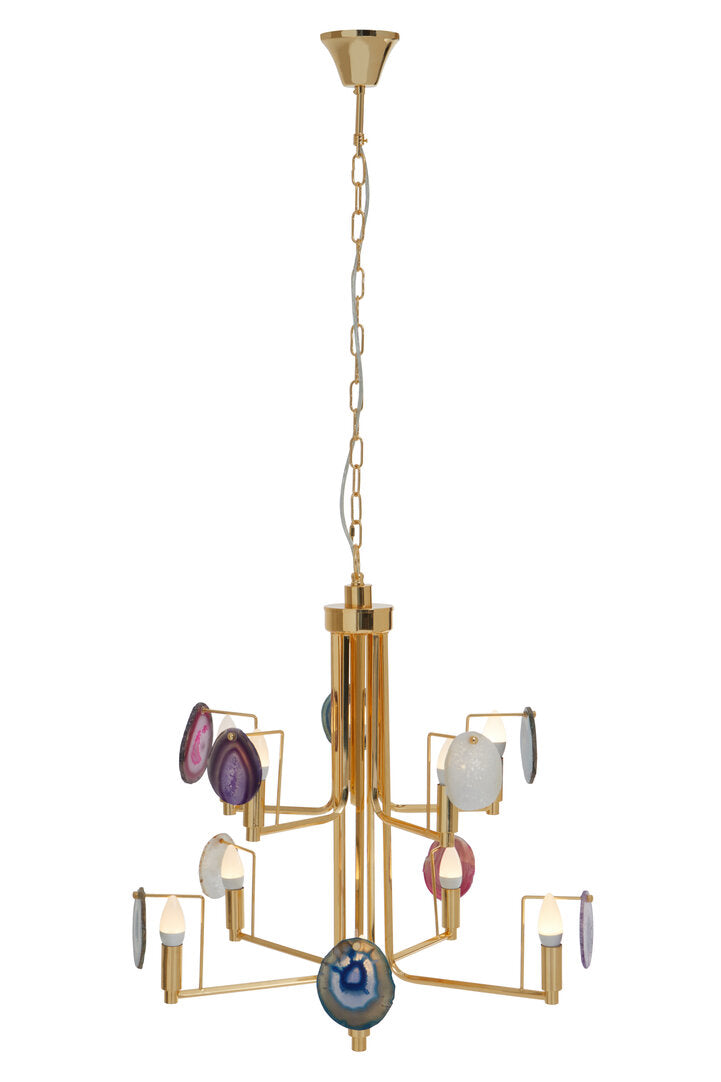 Arire Gold and Agate 10 Light Celing Light