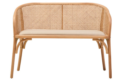 Cesena Natural Cane and Beech Wood Bench with Backrest