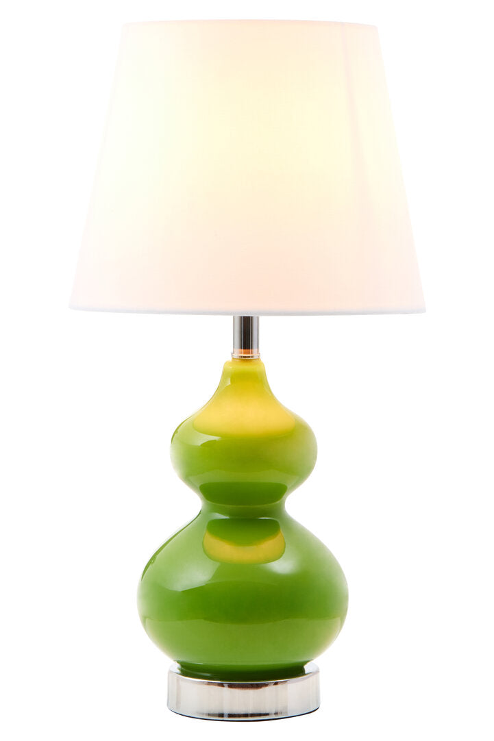 Elinello Light Green Glass Table Lamp with Chrome Base