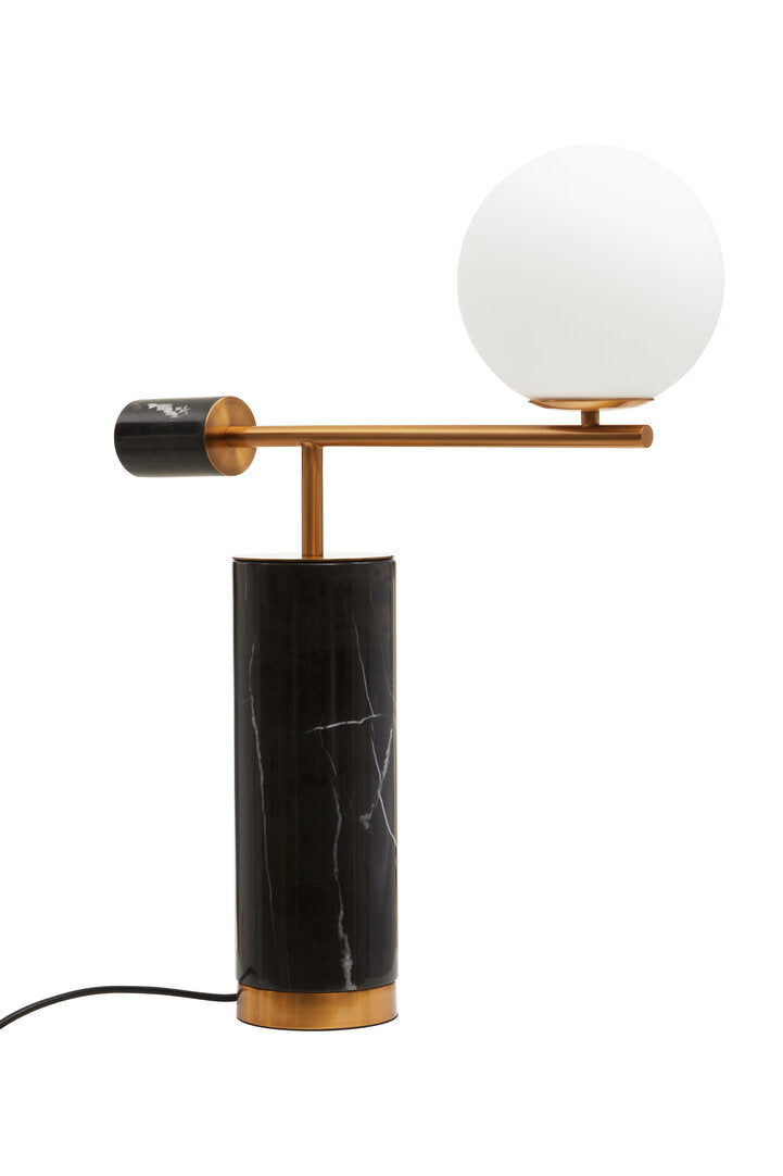 Elizetta Black Marble Table Lamp With White Shade