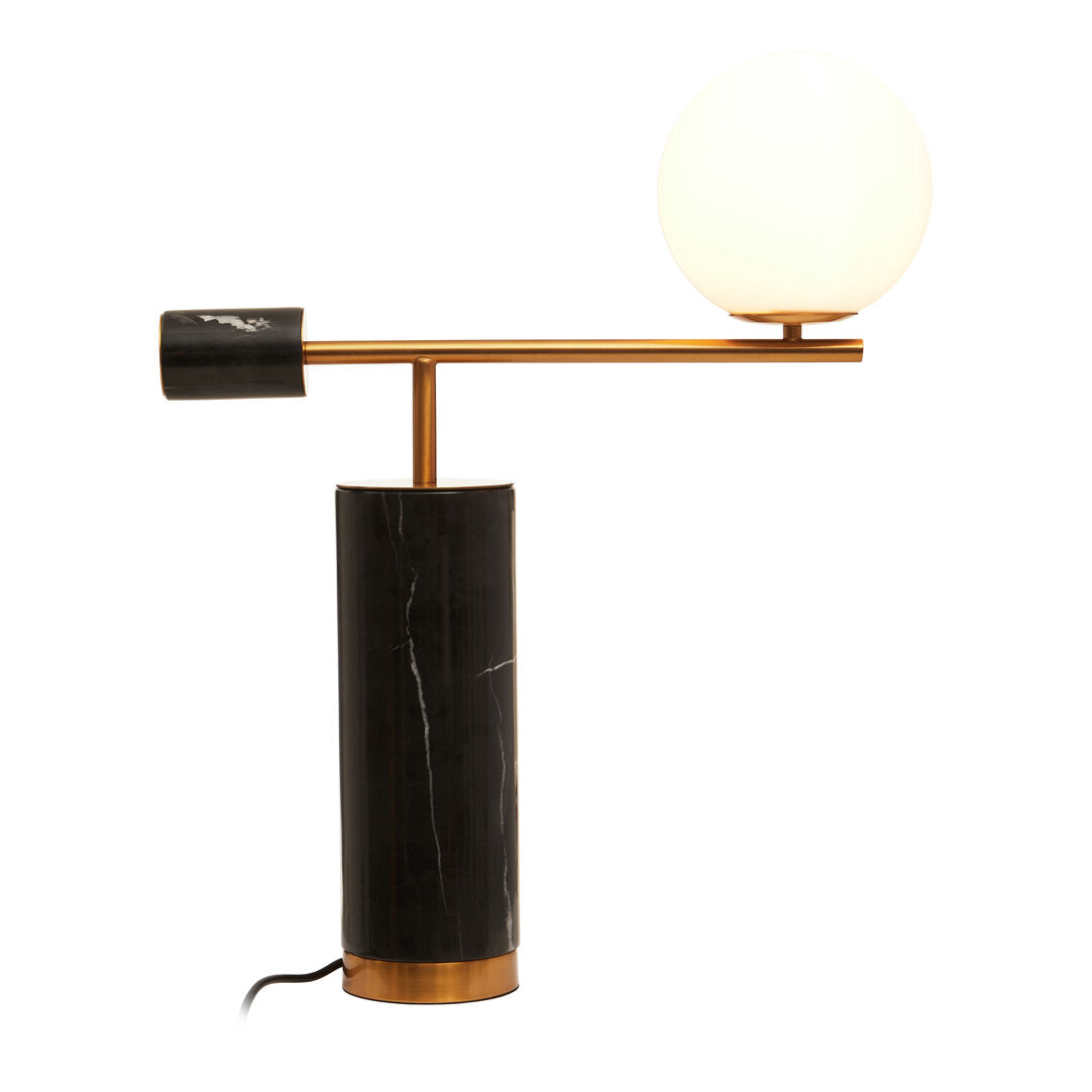 Elizetta Black Marble Table Lamp With White Shade