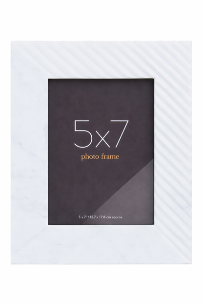 Giodora Large Ribbed White Marble 5In X 7In Photo Frame