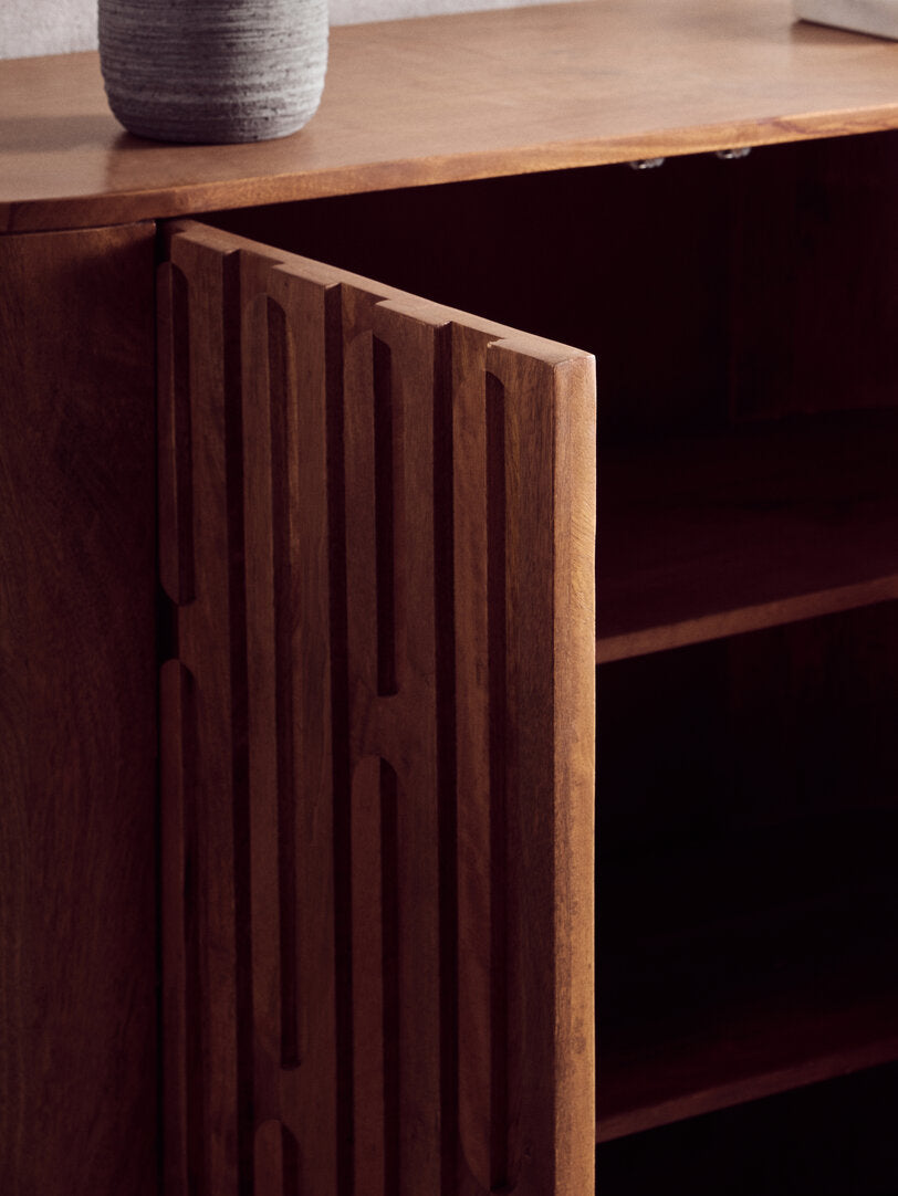 Grosseto Two Door Brown Mango Wood Cabinet