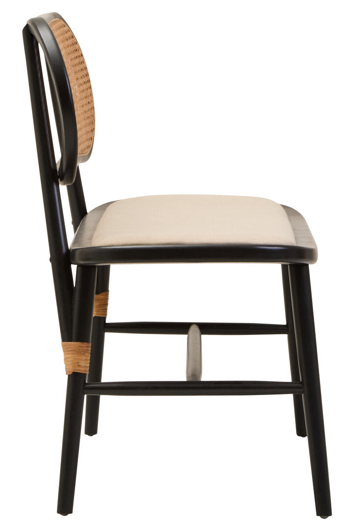 Imola Natural Cane Bench with Black Elm Wood Frame