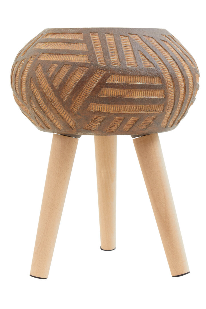 Luminza Round Brown Planter With Angular Legs