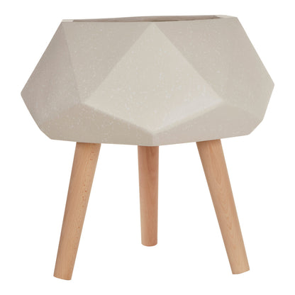 Lumivone White Geometric Planter with Legs