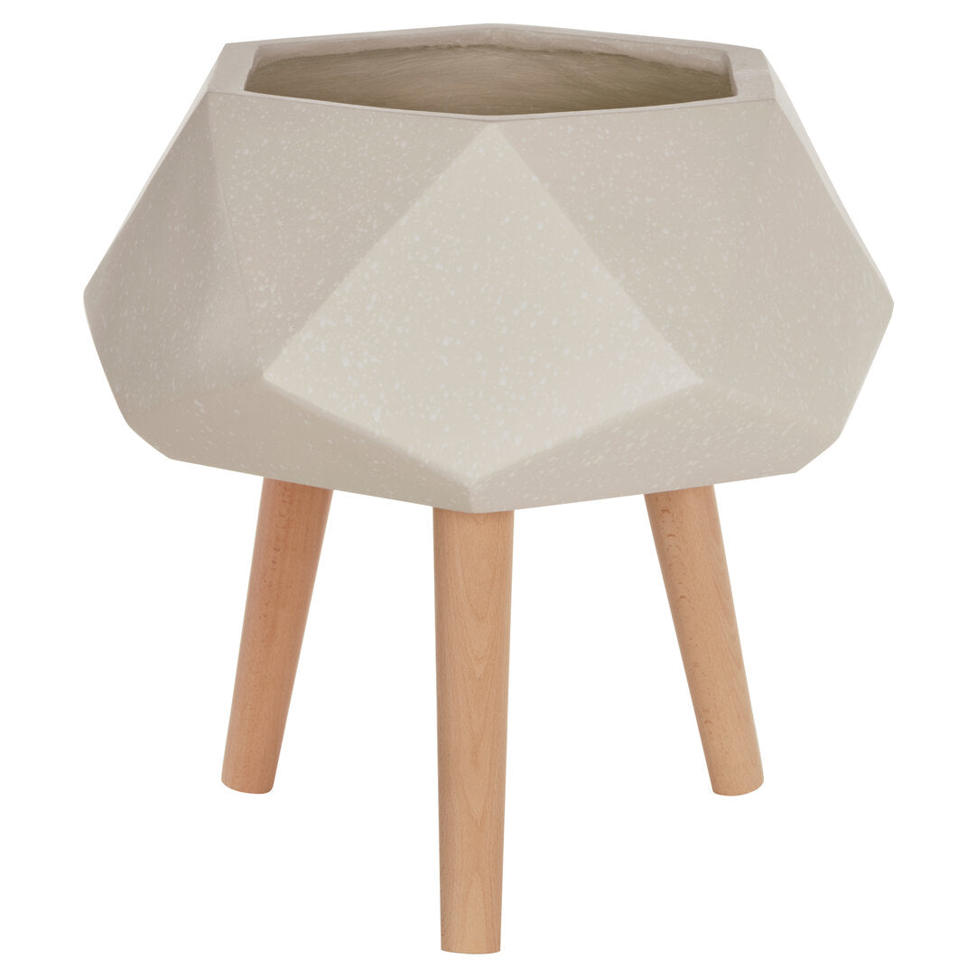 Lumivone White Geometric Planter with Legs
