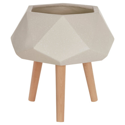 Lumivone White Geometric Planter with Legs