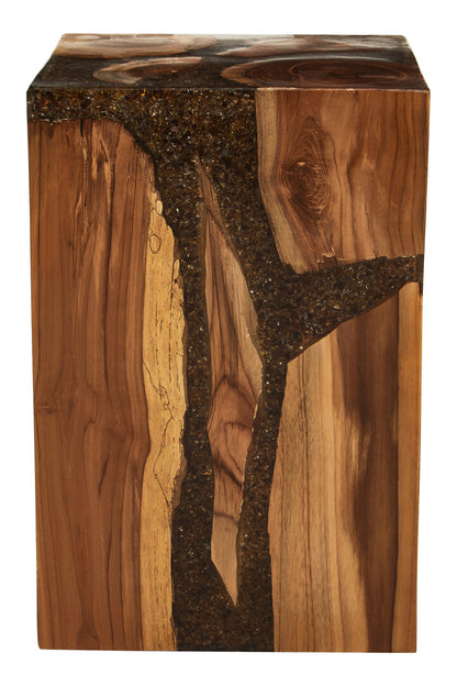 Miralo Resin and Teak Wood Side Table and Stool