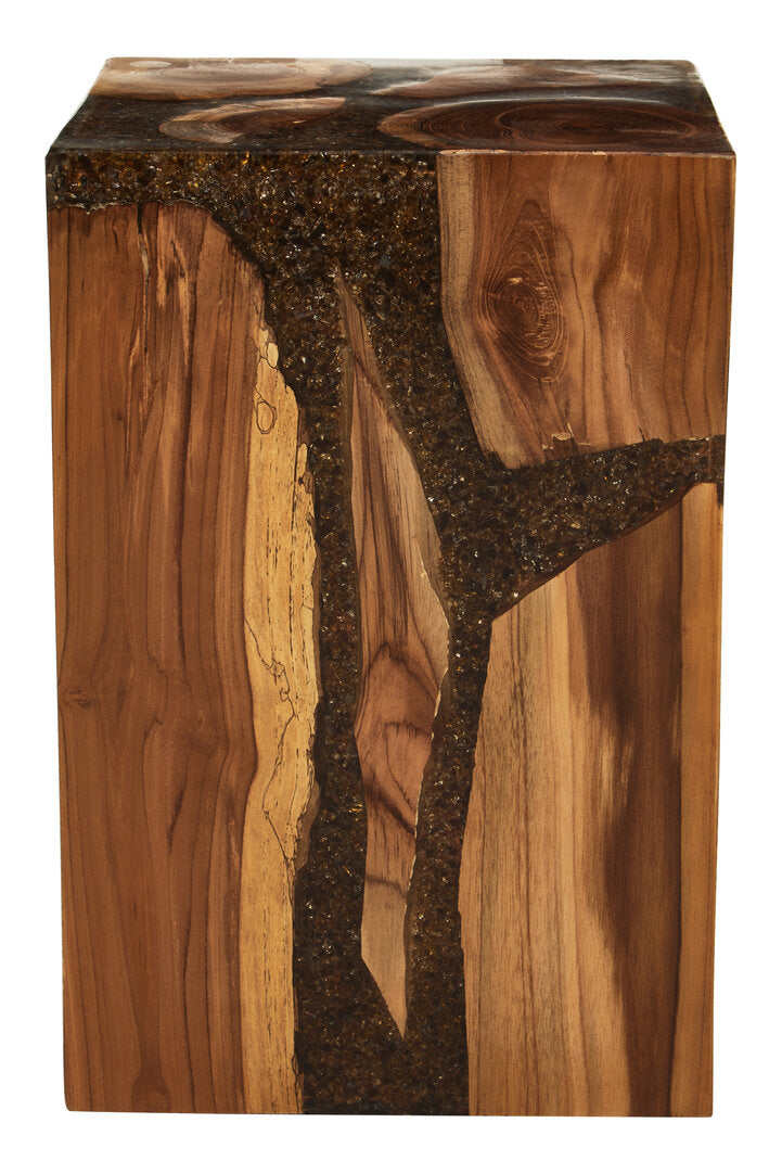 Miralo Resin and Teak Wood Side Table and Stool