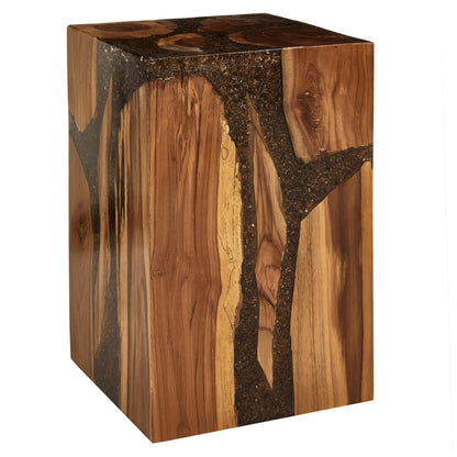 Miralo Resin and Teak Wood Side Table and Stool
