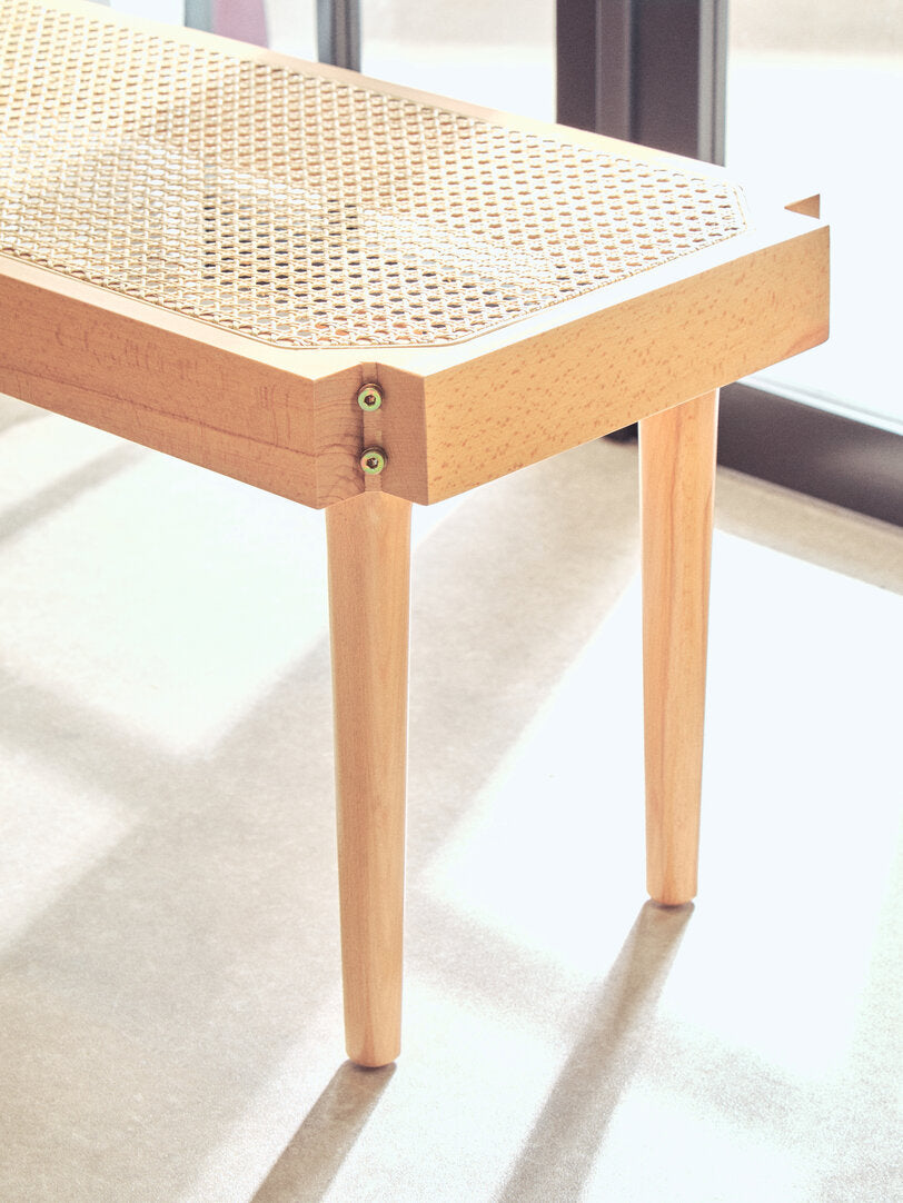 Nerano Natural Cane and Beech Wood Bench