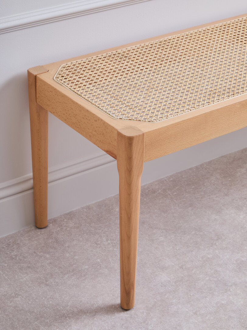 Nerano Natural Cane and Beech Wood Bench