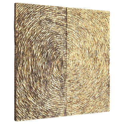 Rivian Wood Carving Gold Finish Wall Art