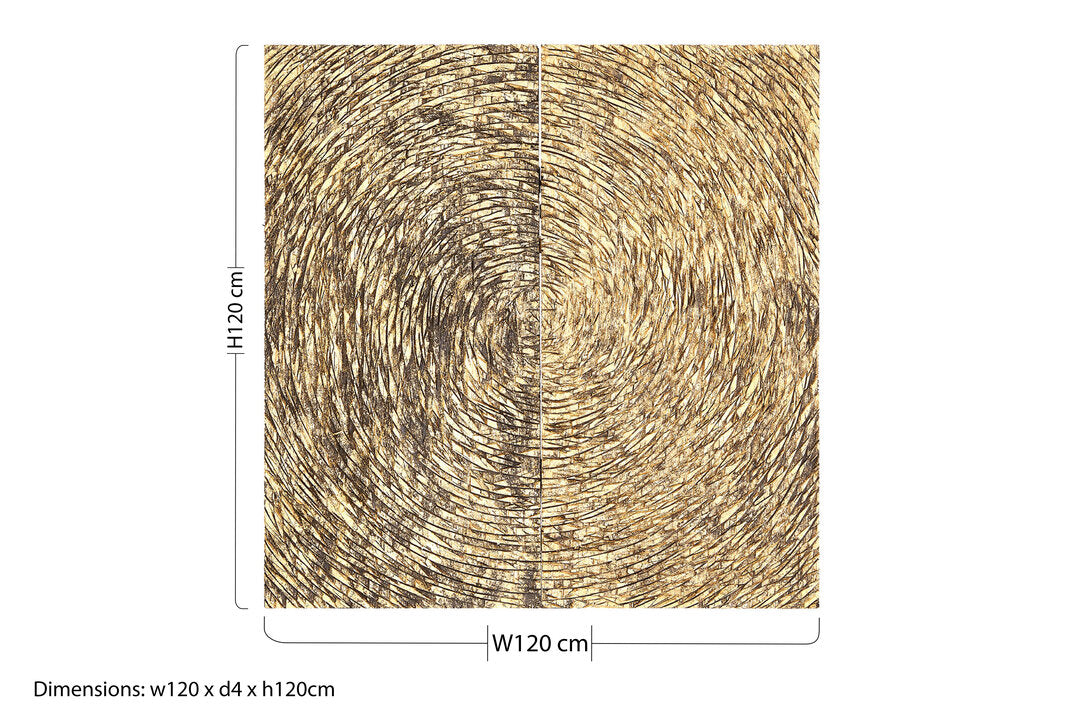 Rivian Wood Carving Gold Finish Wall Art