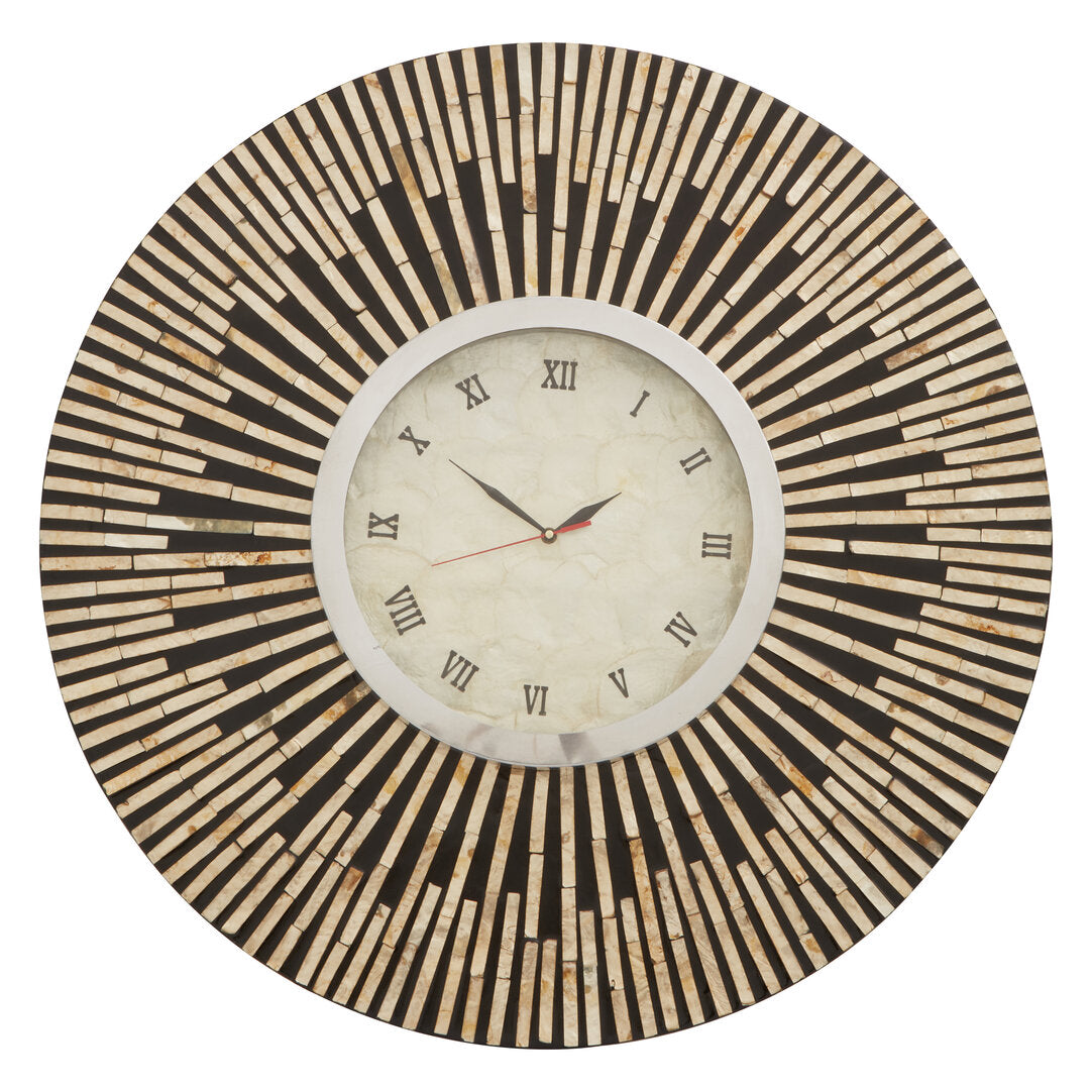 Tessavia Black and Natural Shell Wall Clock