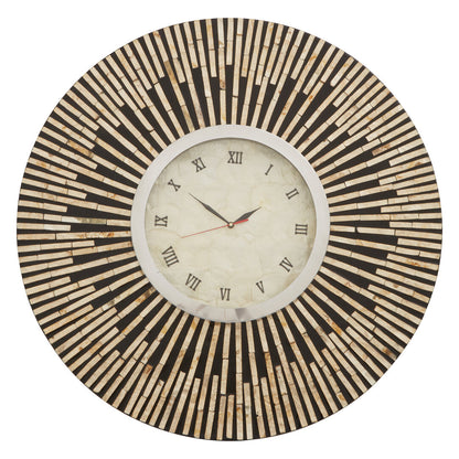 Tessavia Black and Natural Shell Wall Clock