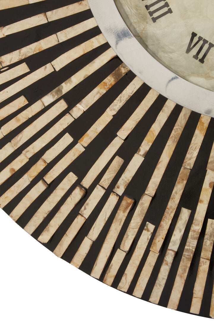 Tessavia Black and Natural Shell Wall Clock