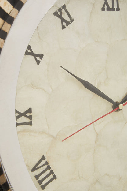 Tessavia Black and Natural Shell Wall Clock