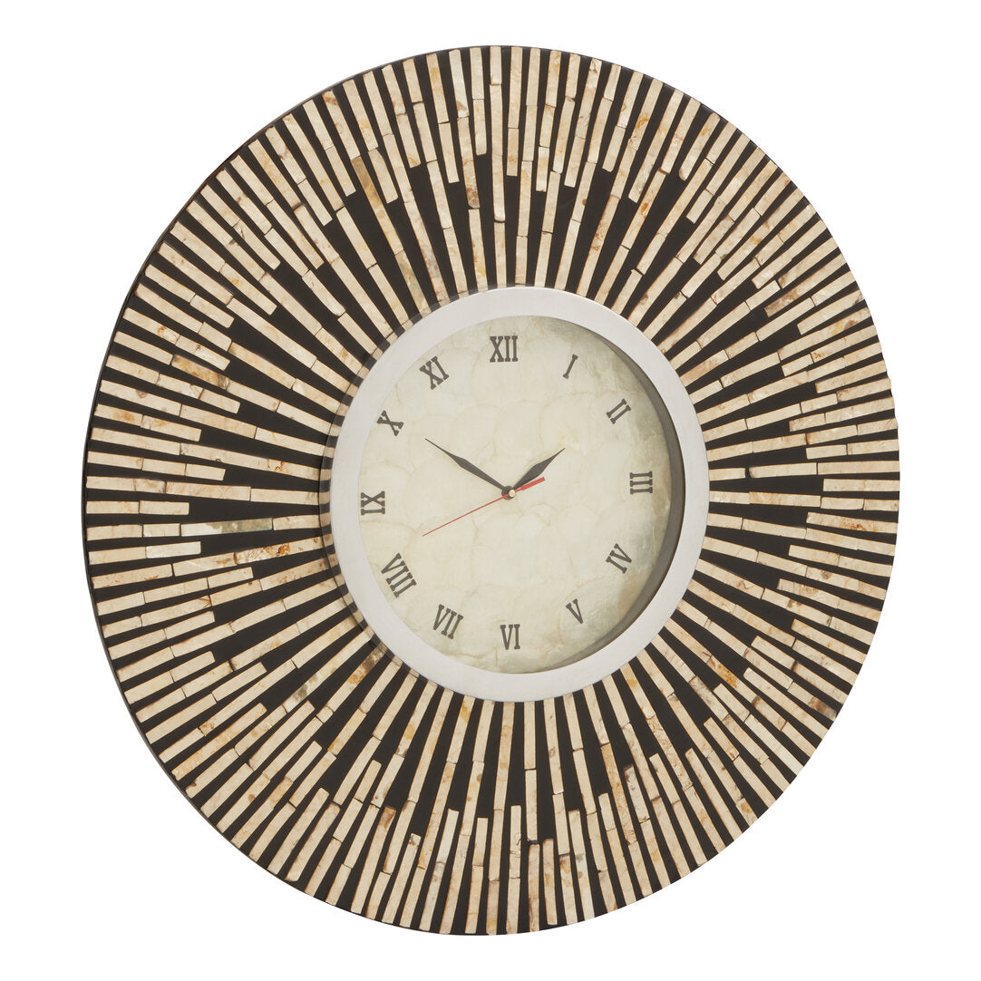 Tessavia Black and Natural Shell Wall Clock