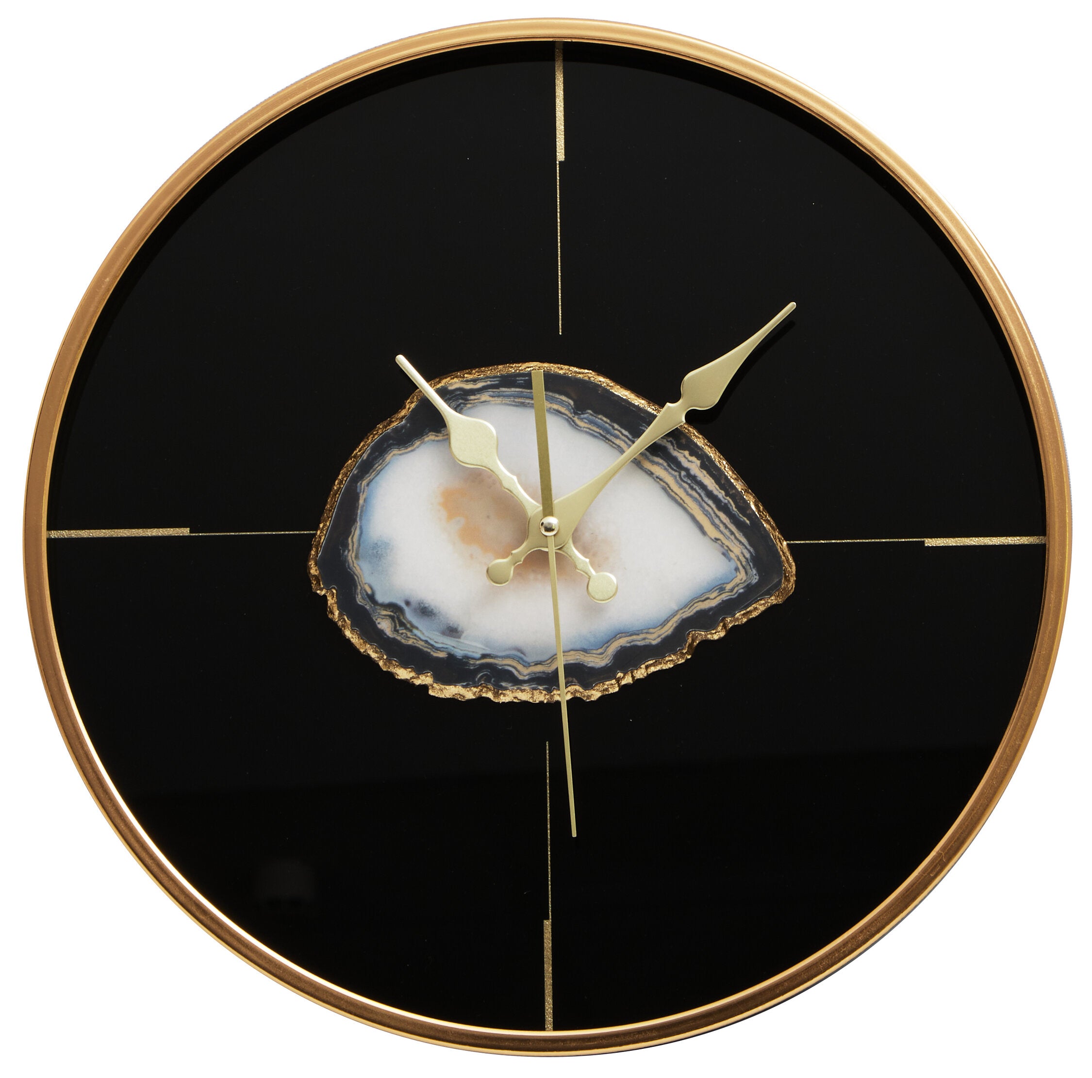 Velalio Black And Gold Round Wall Clock