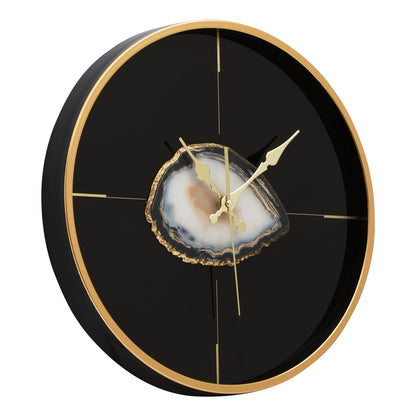 Velalio Black And Gold Round Wall Clock