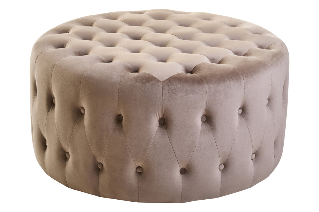 Belno Mink Velvet Round Tufted Footstool
