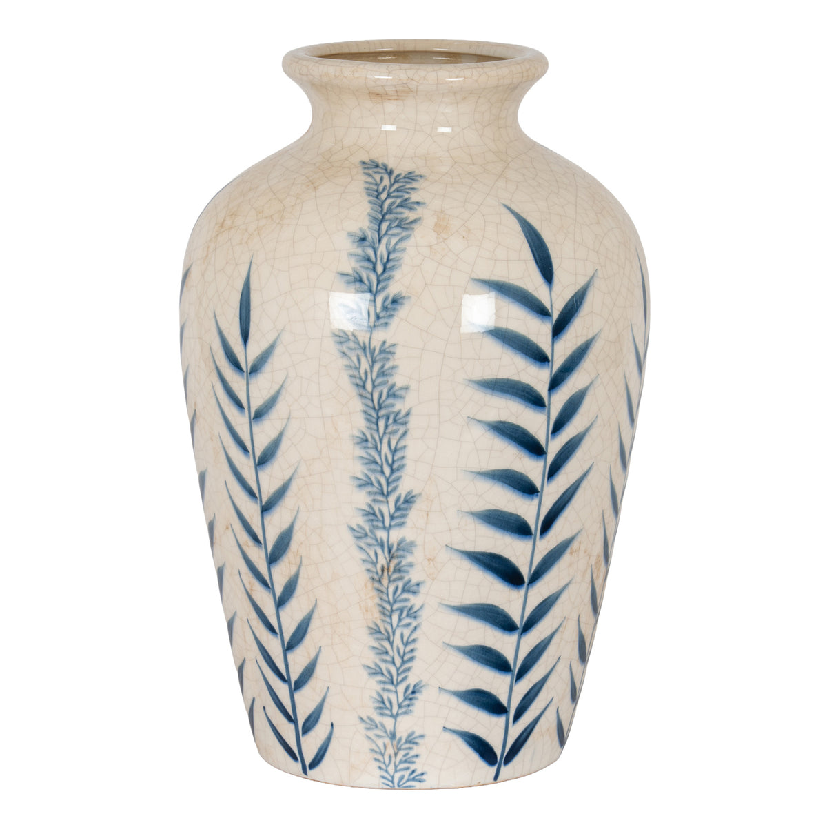 Tazora Classic Blue Flora Juniper Vase — product-only view