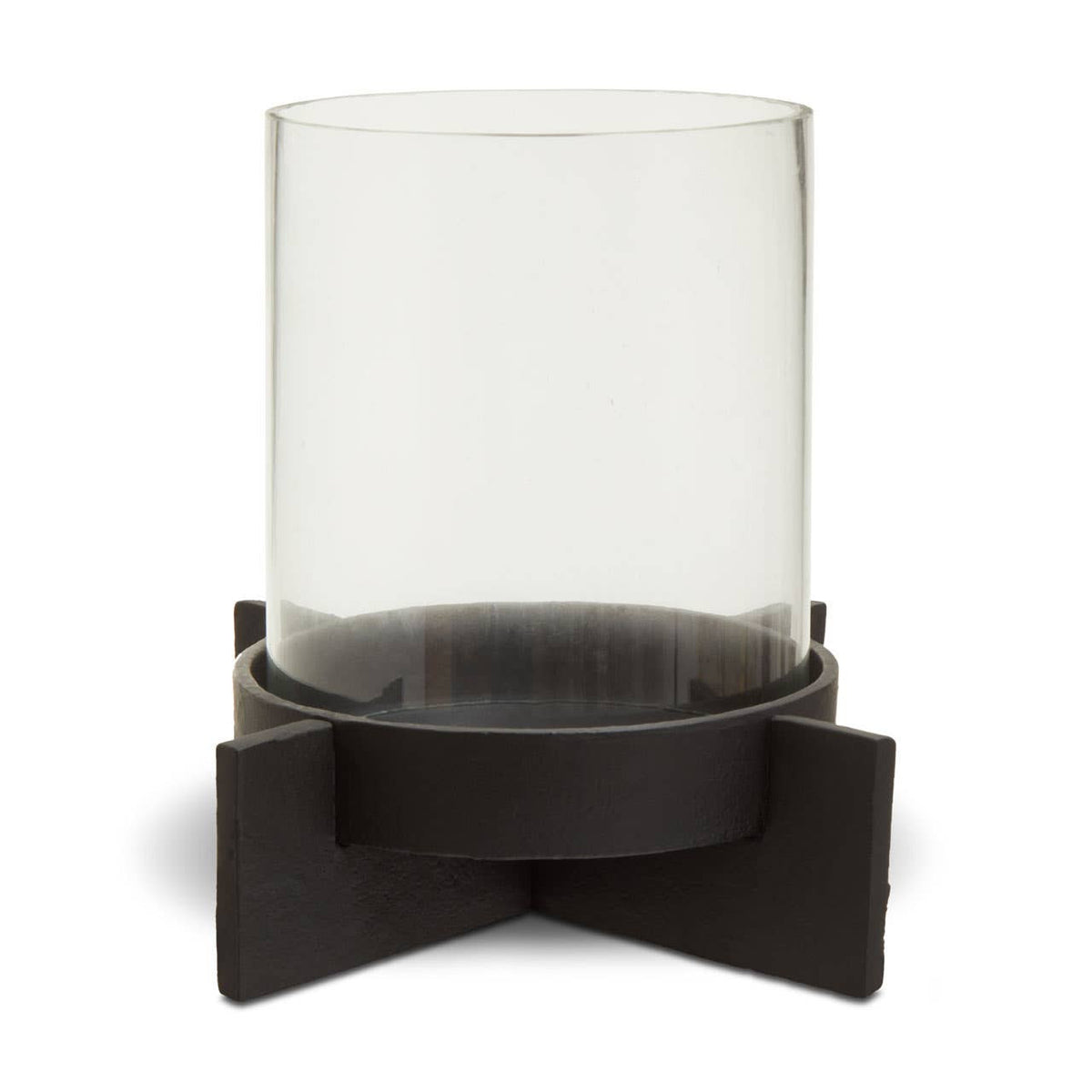 Frome Large Matt Black Candle Holder – product view on white