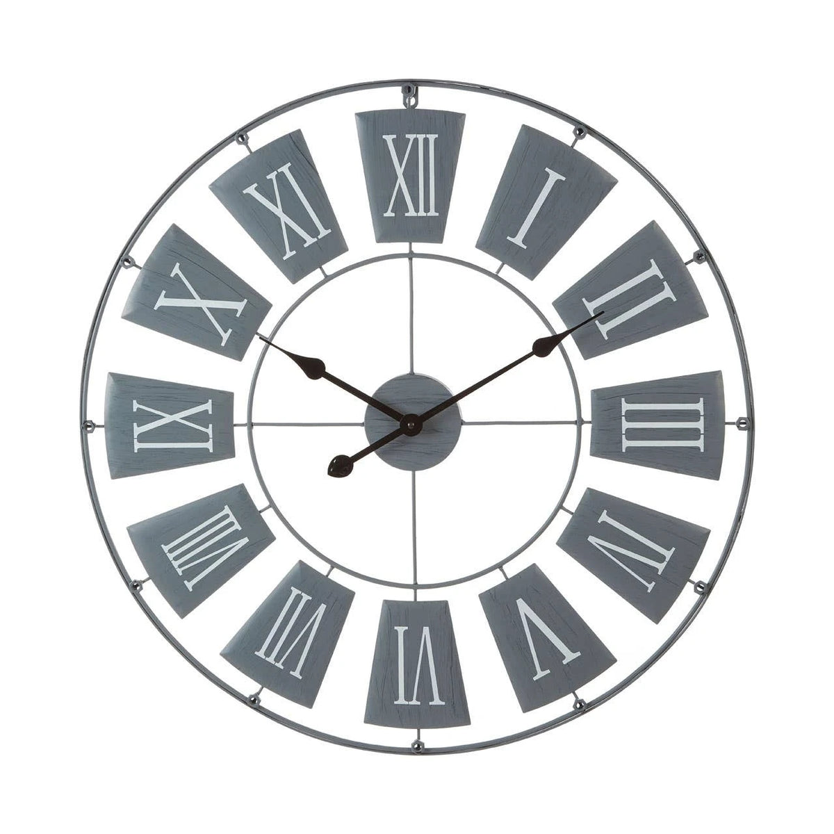 Avenor 90cm Dia Grey Metal Large Wall Clock – front view