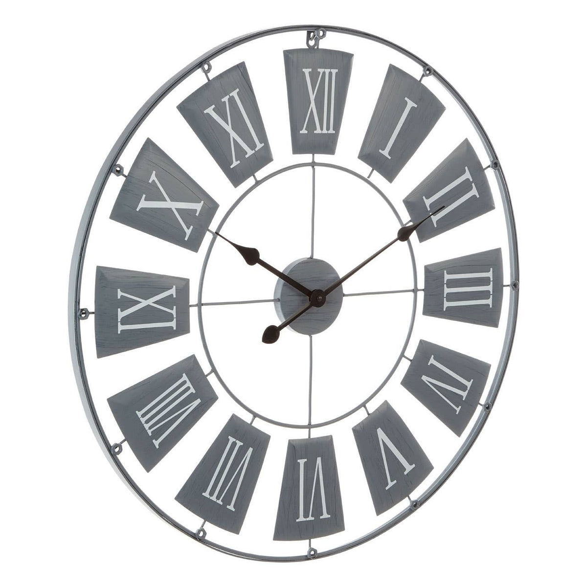 Avenor 90cm Dia Grey Metal Large Wall Clock – angled view