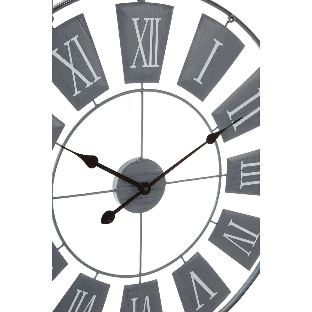 Avenor 90cm Dia Grey Metal Large Wall Clock – detail view