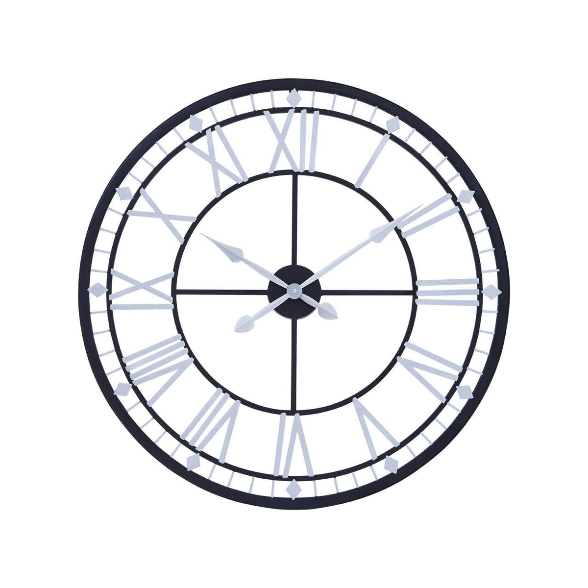 Elvane 80cm Dia Skeletal Wall Clock with Black Finish Frame – front view