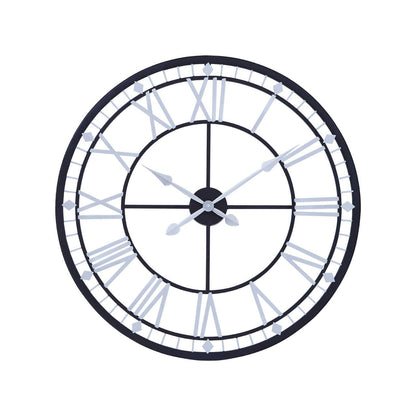 Elvane 80cm Dia Skeletal Wall Clock with Black Finish Frame – front view