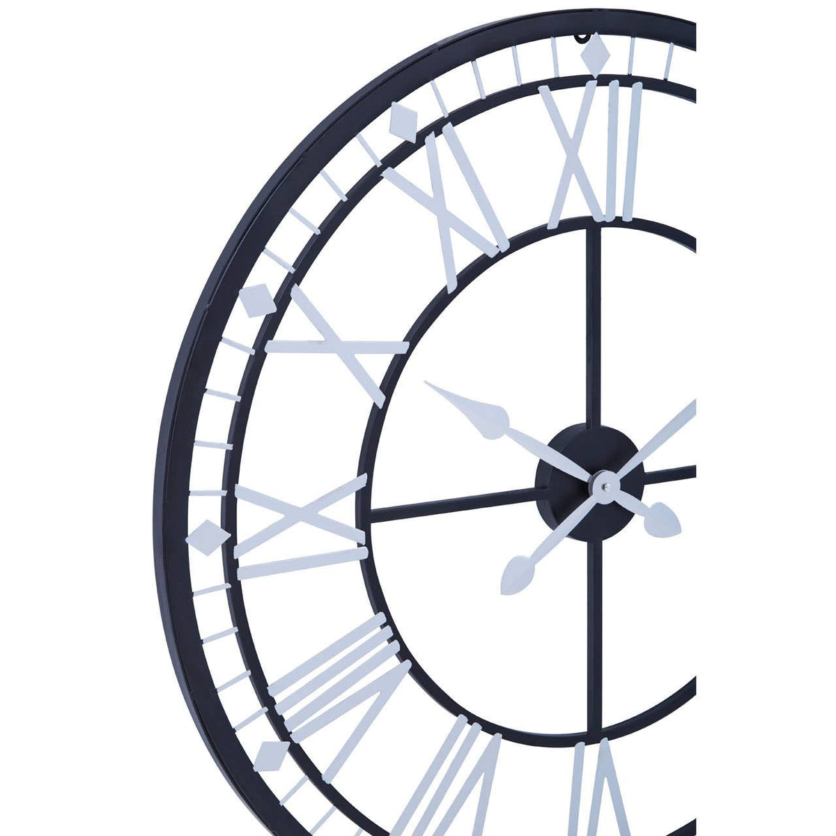 Elvane 80cm Dia Skeletal Wall Clock with Black Finish Frame – detail view