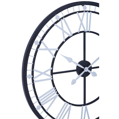 Elvane 80cm Dia Skeletal Wall Clock with Black Finish Frame – detail view