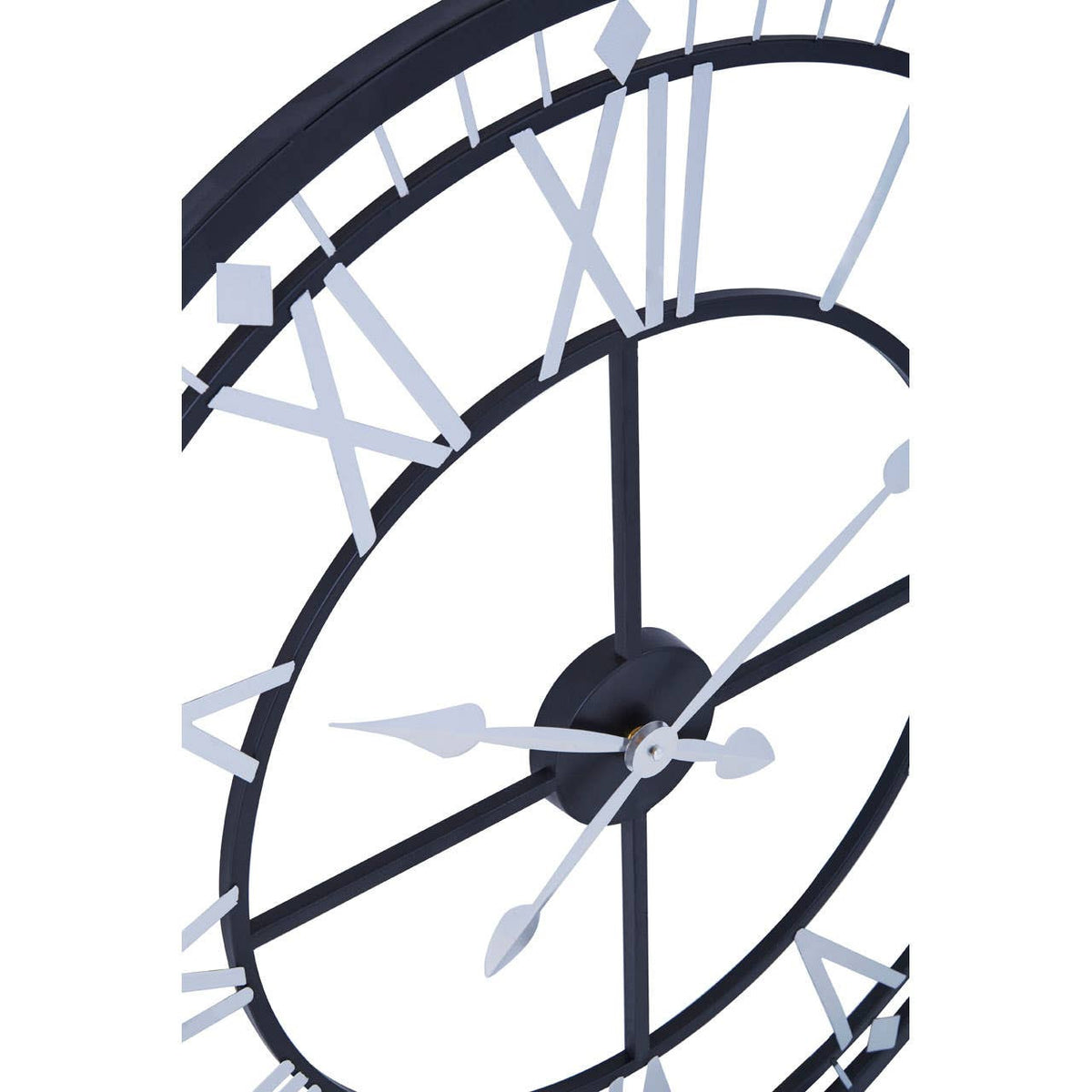 Elvane 80cm Dia Skeletal Wall Clock with Black Finish Frame – detail view