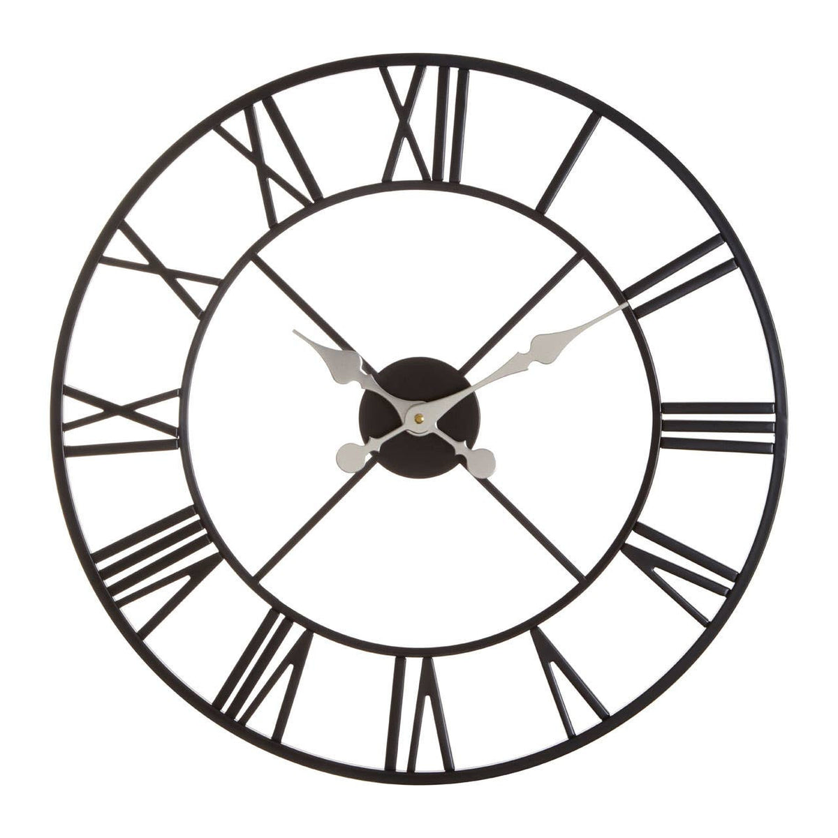 Solmere 56cm Dia Black Metal Wall Clock – front view
