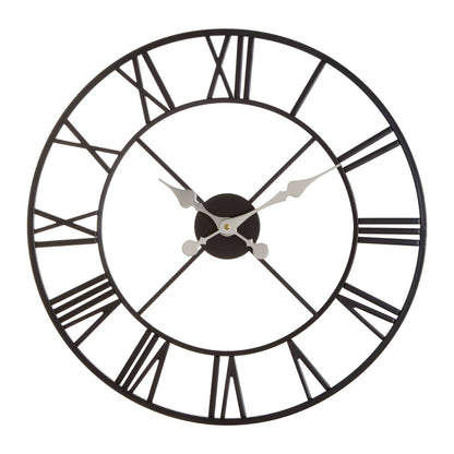 Solmere 56cm Dia Black Metal Wall Clock – front view
