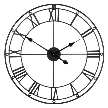 Maroven 59cm Dia Matt Black Metal Wall Clock – front view