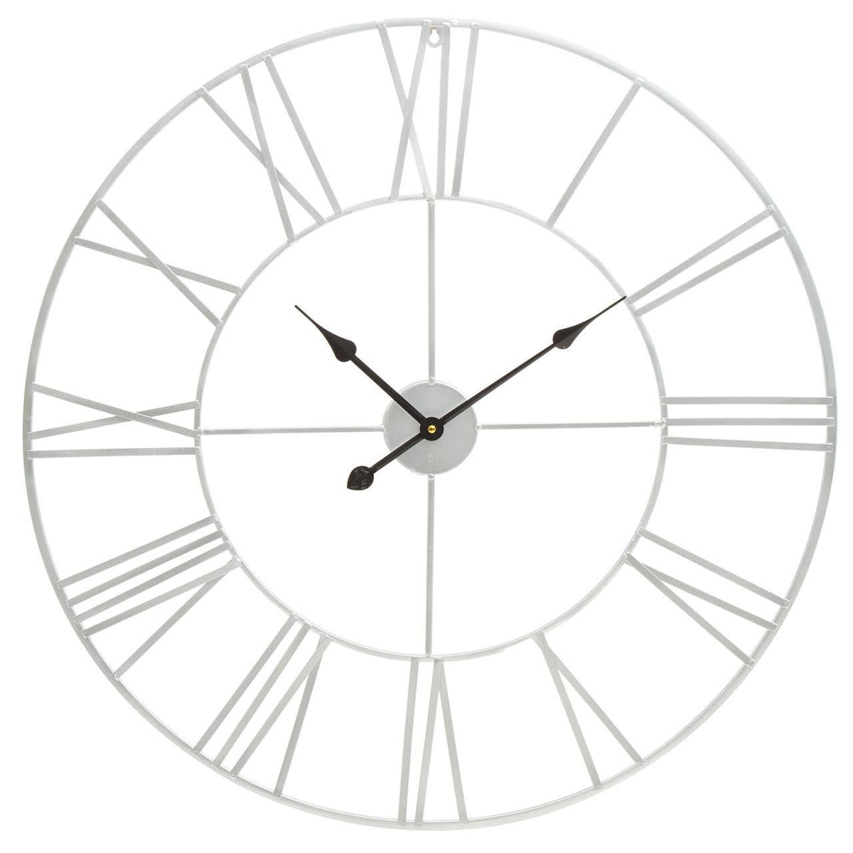 Norvelle 80cm Dia Silver Metal Roman Numeral Wall Clock – front view
