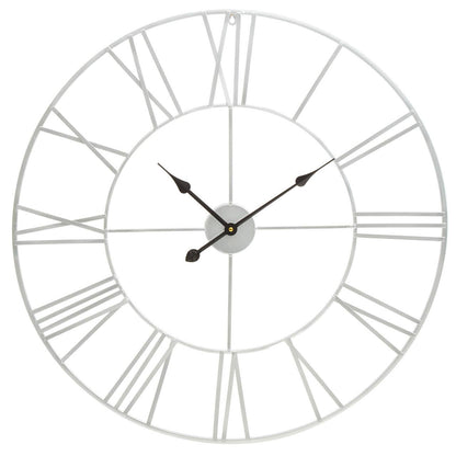 Norvelle 80cm Dia Silver Metal Roman Numeral Wall Clock – front view