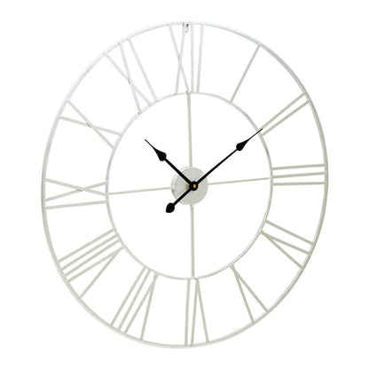 Norvelle 80cm Dia Silver Metal Roman Numeral Wall Clock – angled view