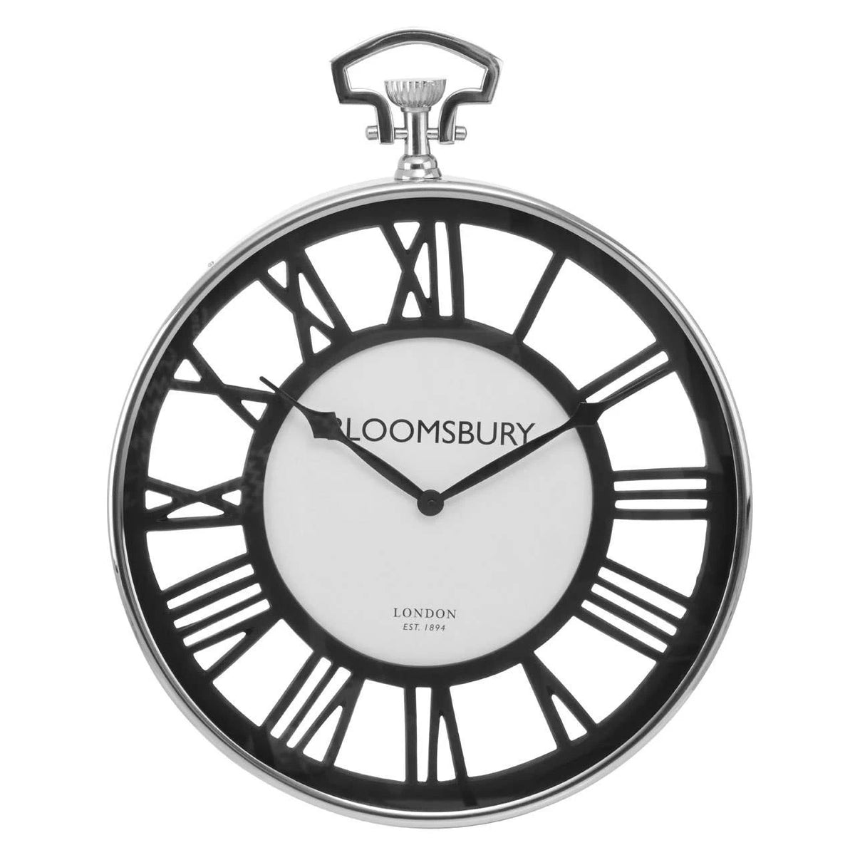 Virello Nickel Finish Pocket Style Wall Clock – front view