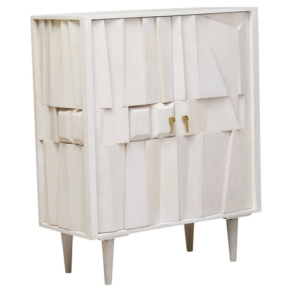 Aquila Two Door Whitewash Mango Wood Abstract Cabinet