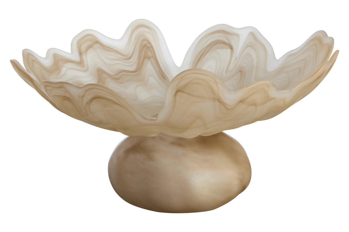 Dolvath Natural Fluted Glass Pedestal Bowl image 2
